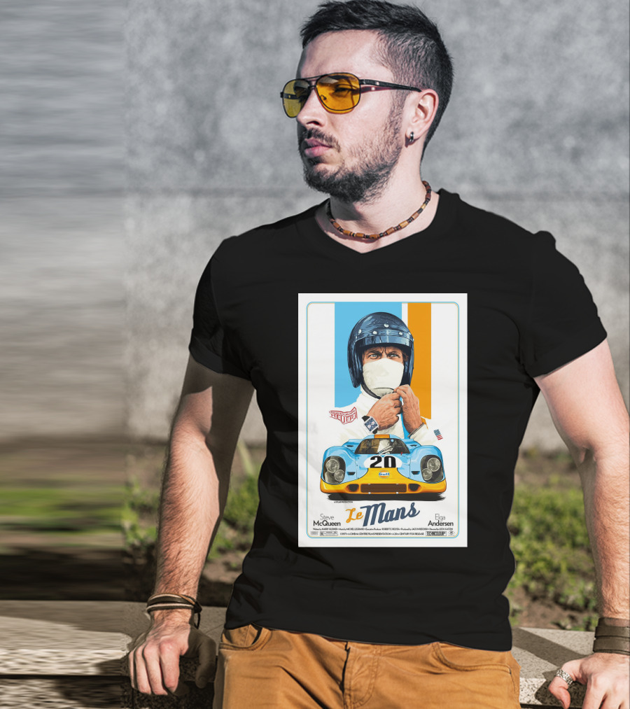 Steve Mcqueen Le Mans Gulf Driver 20 Elga Andersen T-Shirt