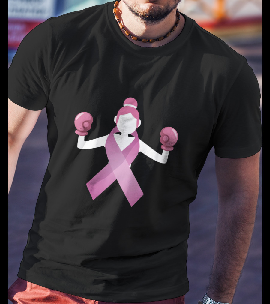 Breast Cancer Awareness Pink Ribbon Boxing Gloves Empowerment T-Shirt