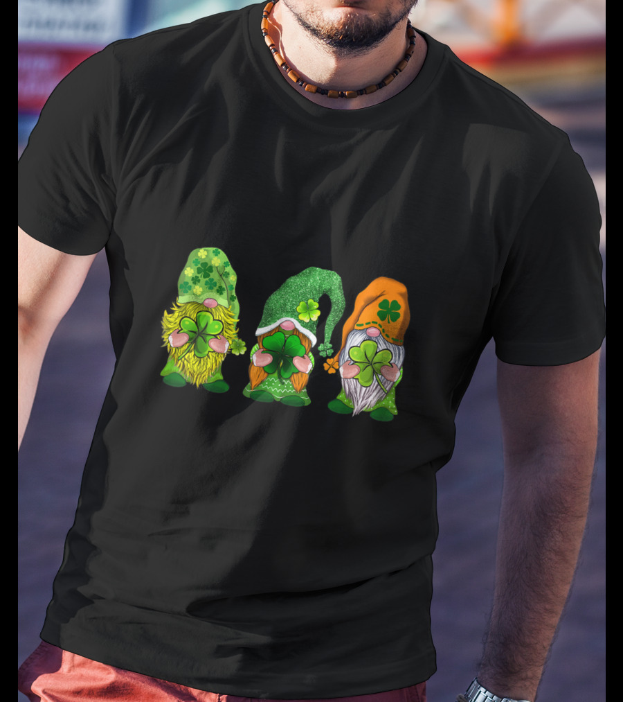 Happy St Patrick's Day Gnomes With Shamrock Hats And Beards T-Shirt