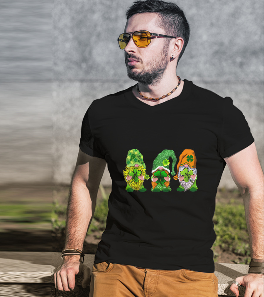 Happy St Patrick's Day Gnomes With Shamrock Hats And Beards T-Shirt