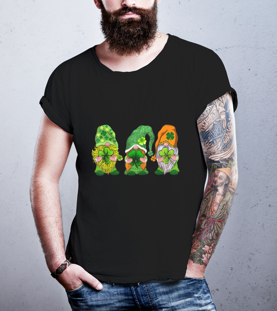 Happy St Patrick's Day Gnomes With Shamrock Hats And Beards T-Shirt