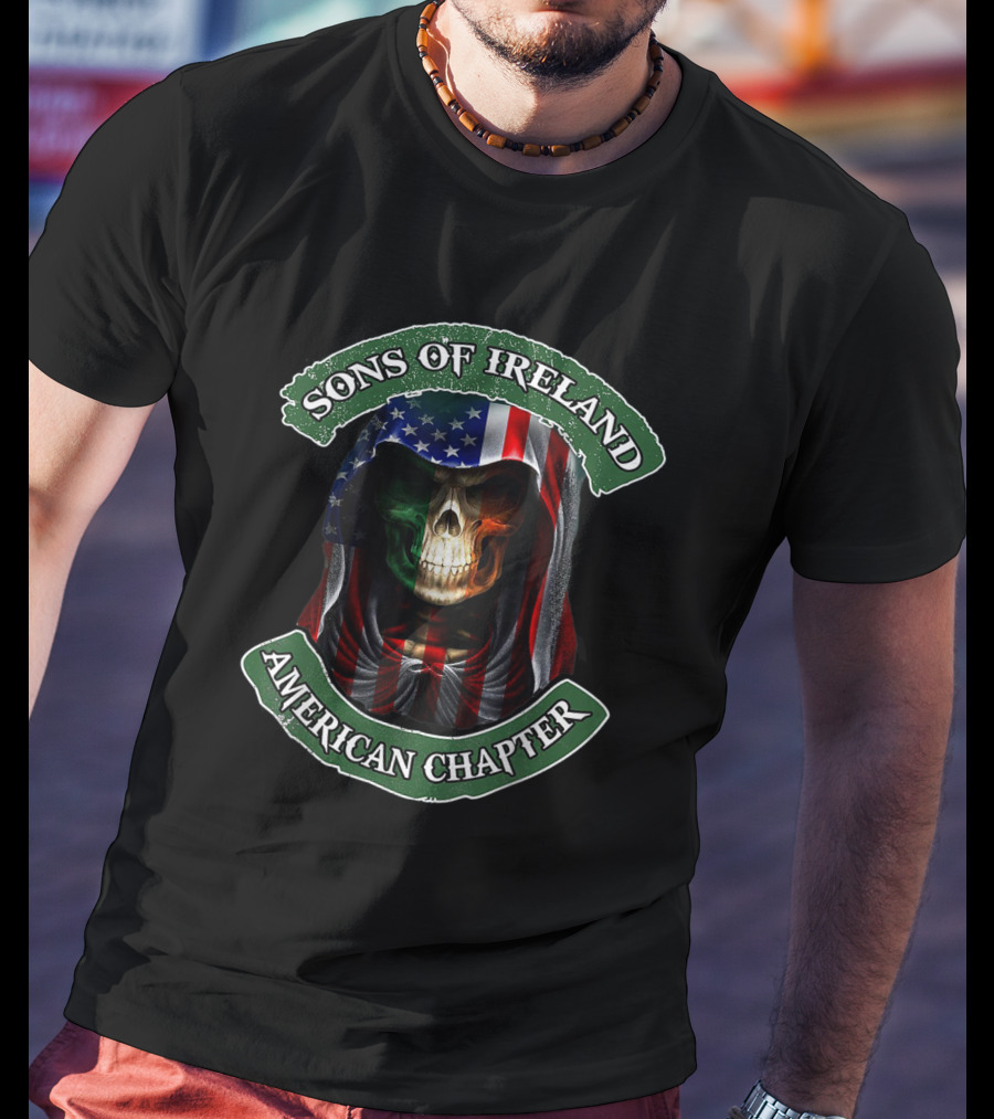 Sons Of Ireland Skull Hood American Chapter T-Shirt