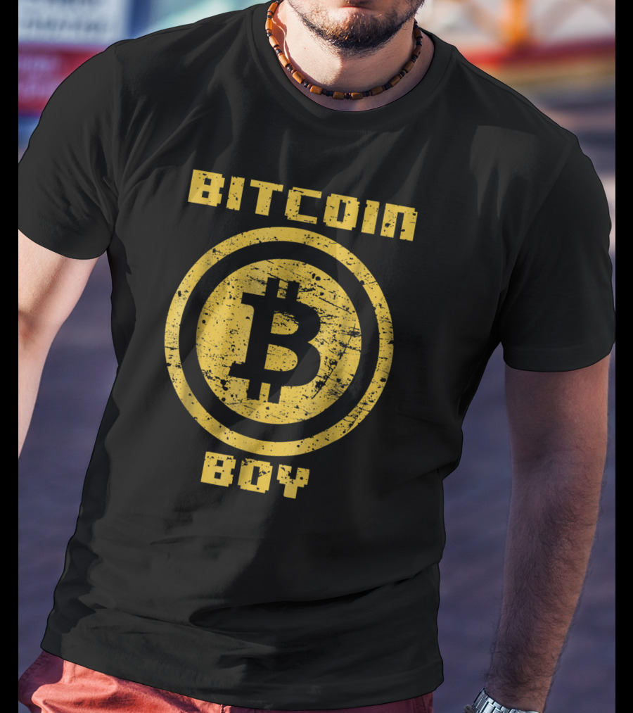 Bitcoin Boy Grunge Style Bitcoin Emblem T-Shirt