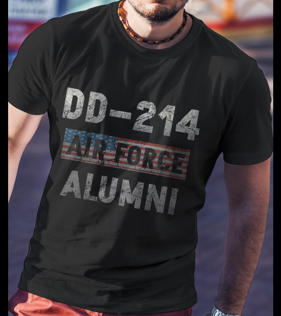 DD 214 Air Force Alumni Veteran American Flag T-Shirt