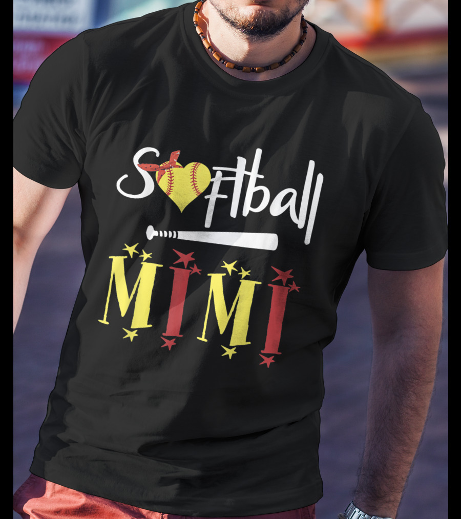 Softball Heart Bat Mimi Gift T-Shirt