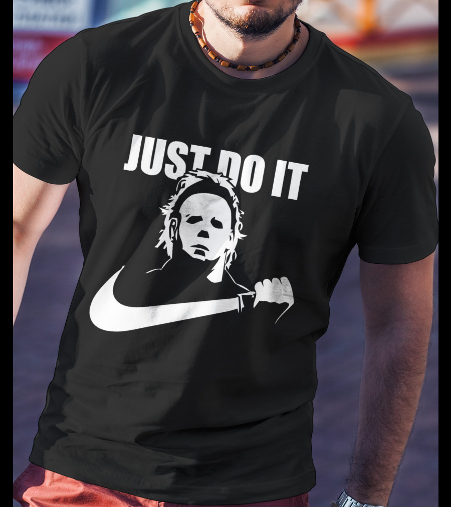 Just Do It Michael Myers Parody Swoosh T-Shirt