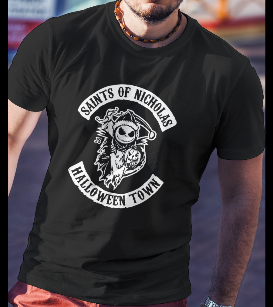Saints Of Nicholas Halloween Town Jack Skellington Pumpkin T-Shirt