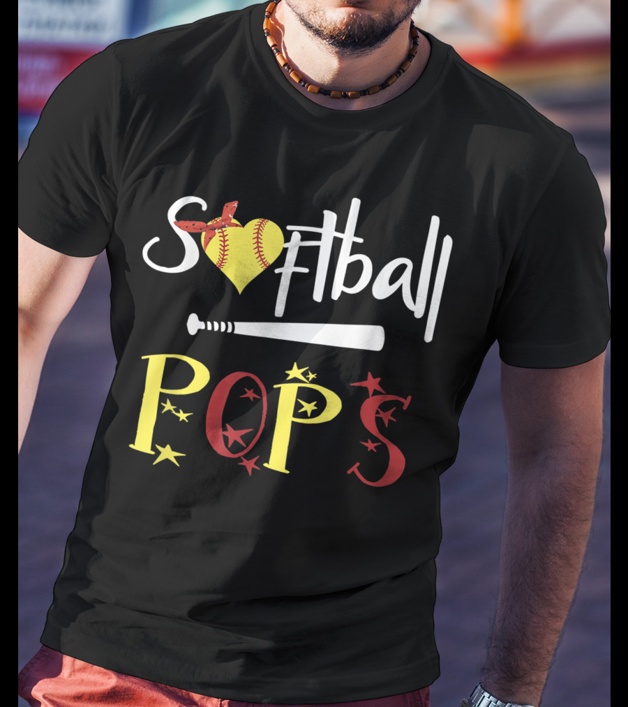 Softball Pops Heart Bat Stars T-Shirt
