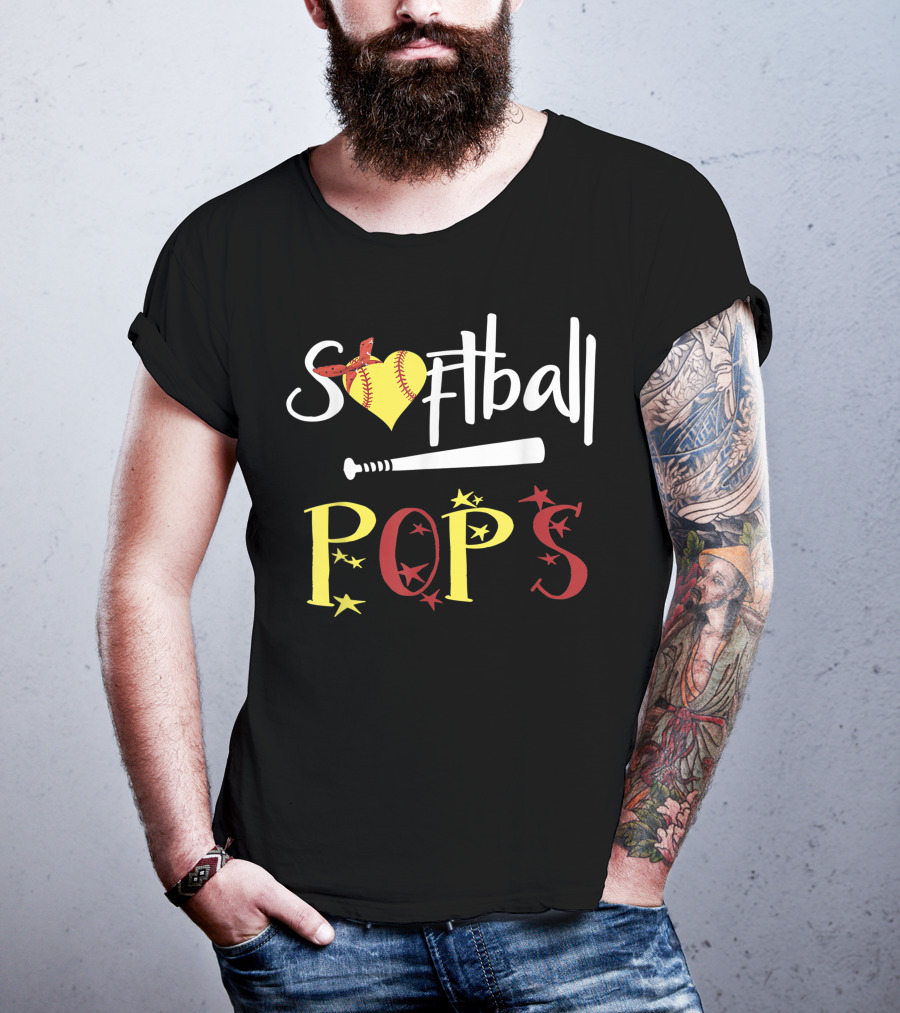 Softball Pops Heart Bat Stars T-Shirt