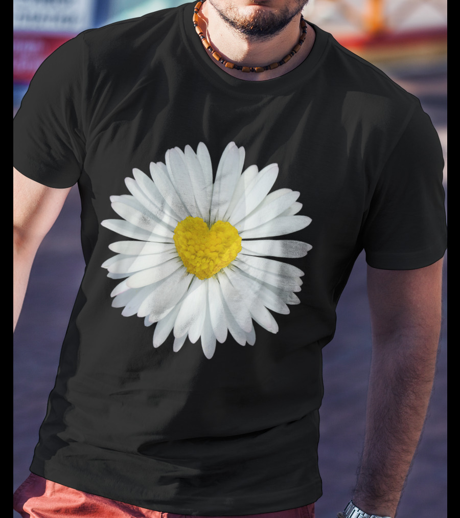 White And Yellow Heart Daisy Blossom T-Shirt