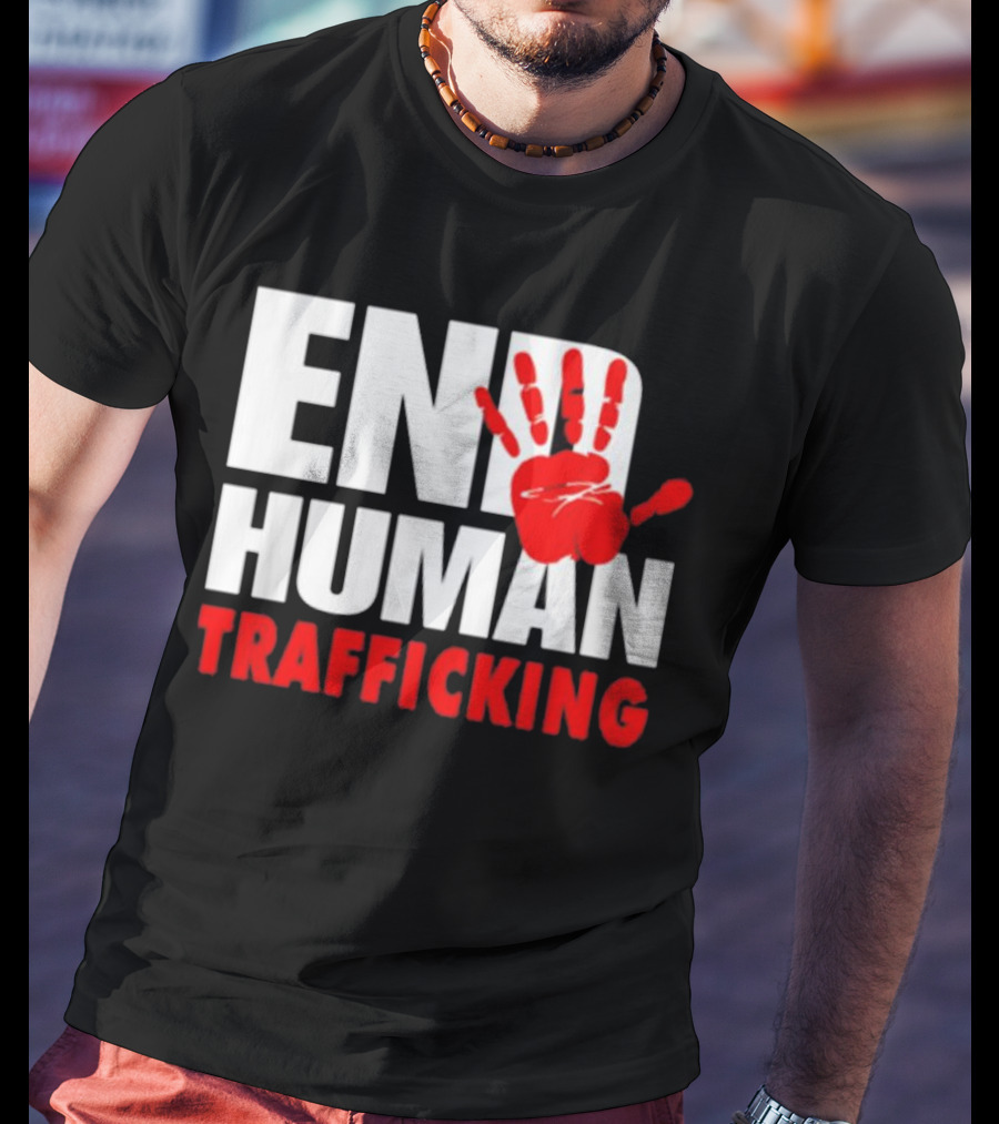 END HUMAN TRAFFICKING Red Handprint T-Shirt