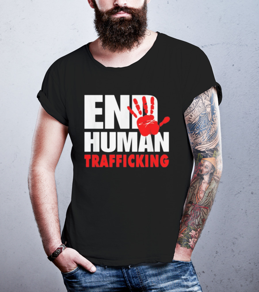 END HUMAN TRAFFICKING Red Handprint T-Shirt