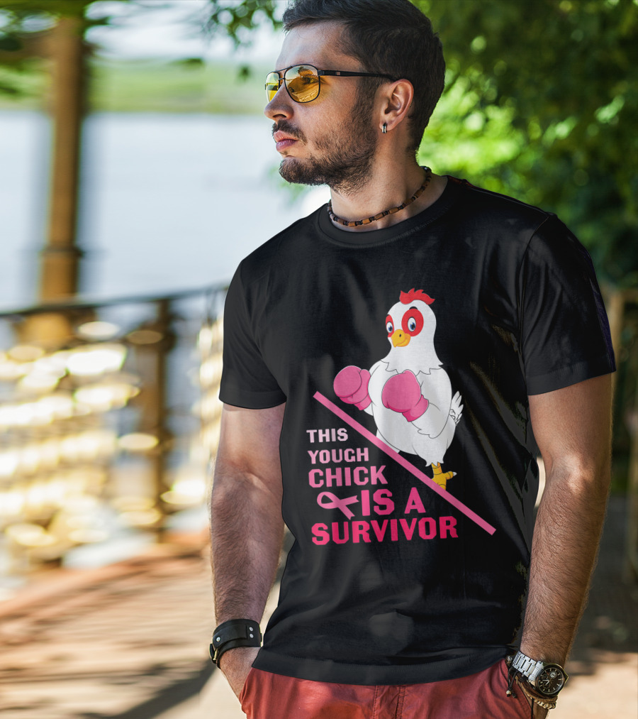 This Tough Chick Is A Survivor Breast Cancer Pink T-Shirt