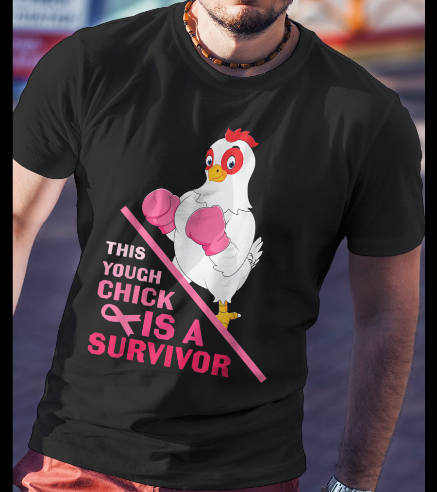 This Tough Chick Is A Survivor Breast Cancer Pink T-Shirt