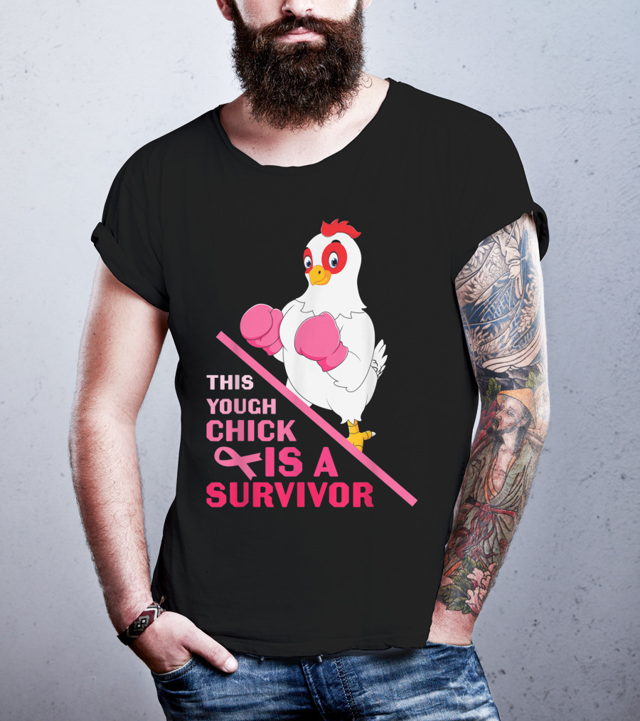 This Tough Chick Is A Survivor Breast Cancer Pink T-Shirt
