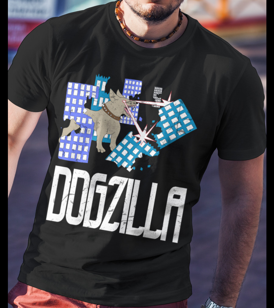 DOGZILLA Laser-Eyed Dog Rampaging Through Skyscrapers T-Shirt