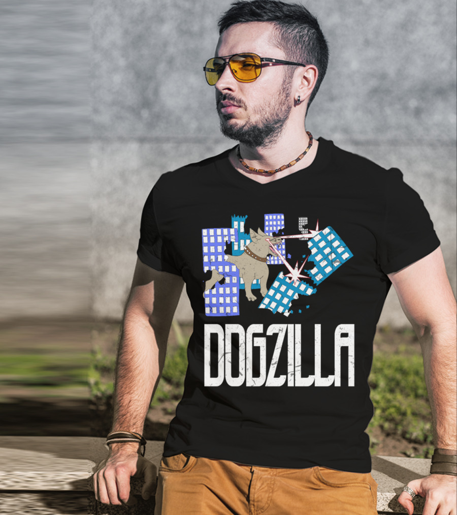 DOGZILLA Laser-Eyed Dog Rampaging Through Skyscrapers T-Shirt