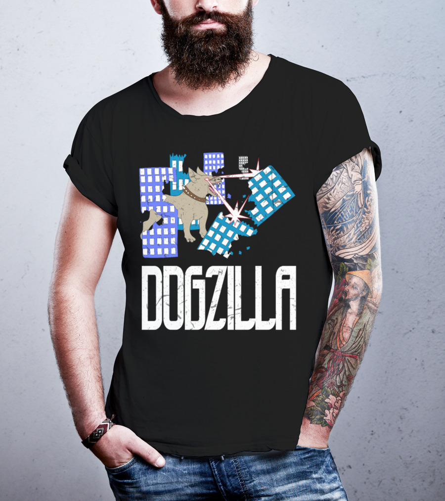 DOGZILLA Laser-Eyed Dog Rampaging Through Skyscrapers T-Shirt