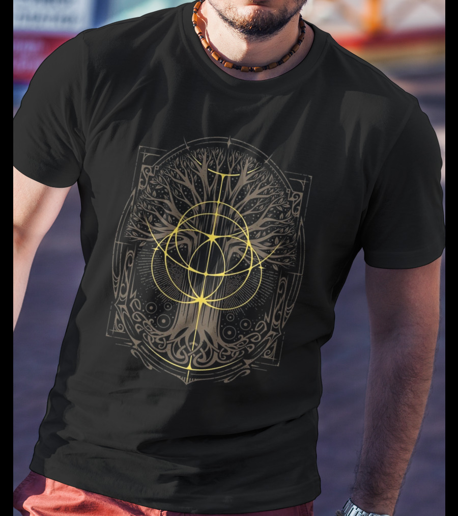 Golden Rings Tree Of Life Sacred Geometry T-Shirt