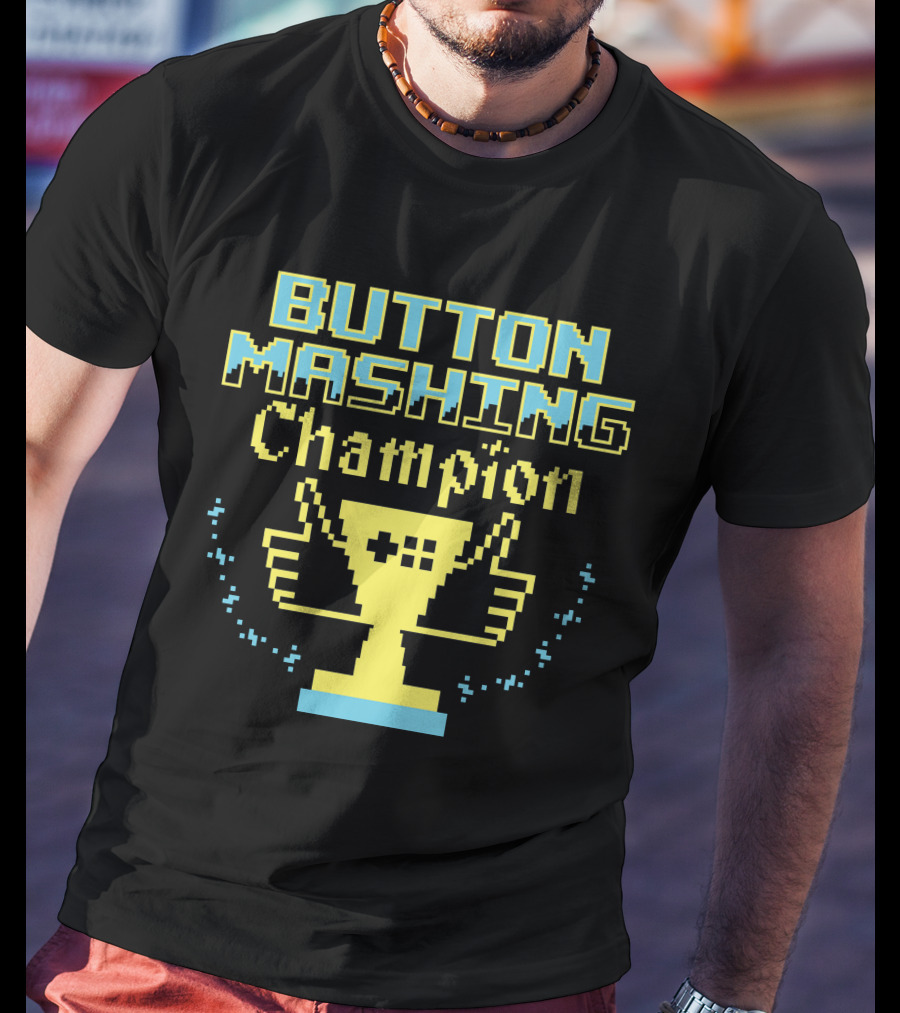 Button Mashing Champion Trophy Pixel Art Winner T-Shirt