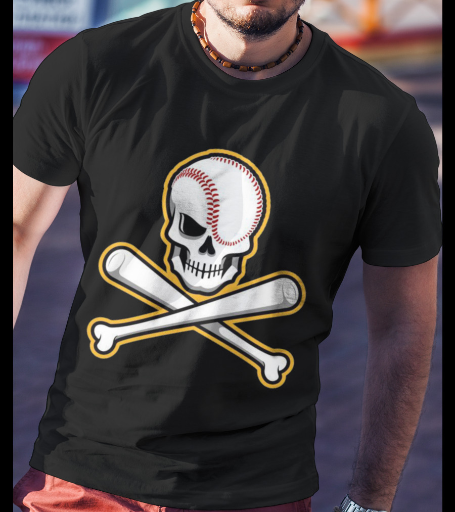 Skull Baseball Bat Crossbones Sports T-Shirt