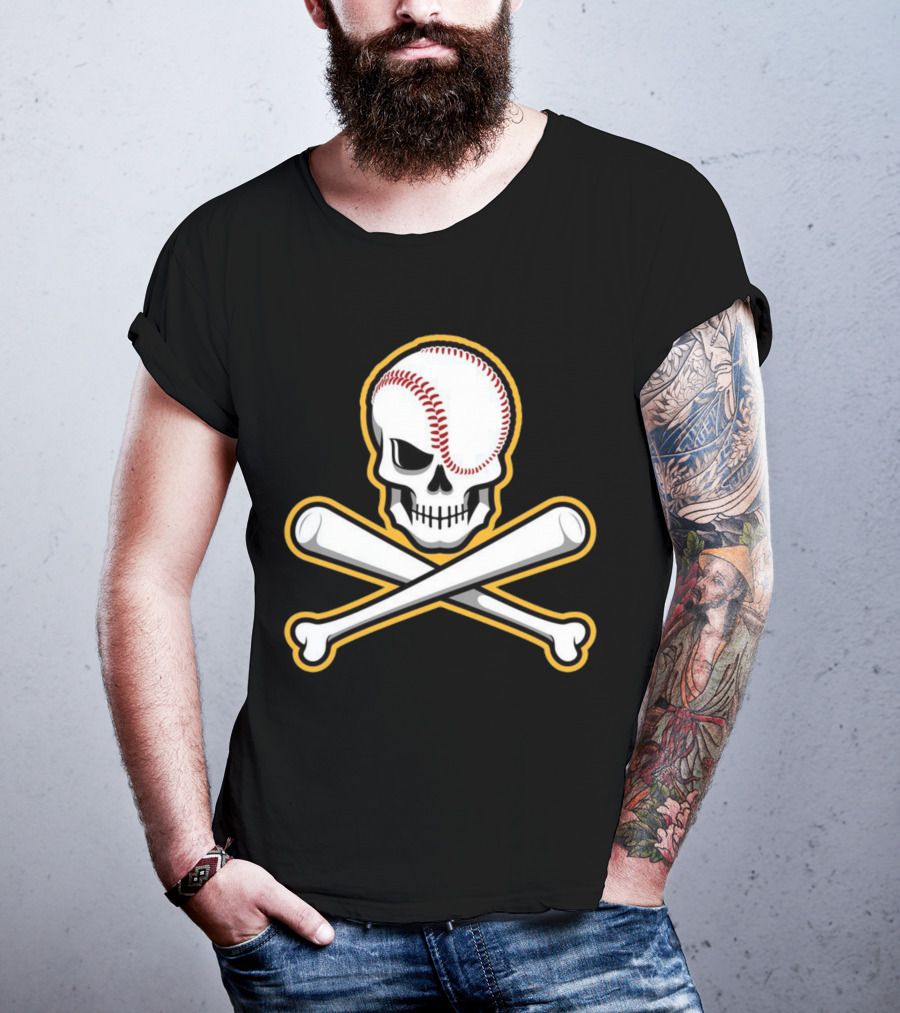 Skull Baseball Bat Crossbones Sports T-Shirt