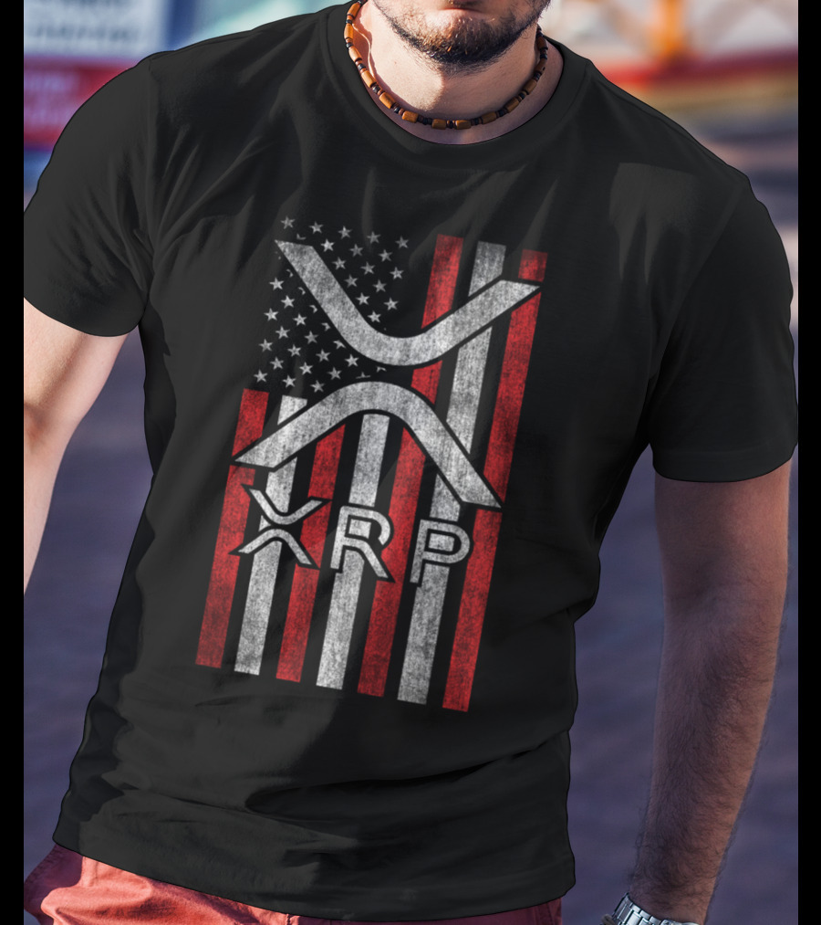 XRP Cryptocurrency Blockchain American Flag T-Shirt