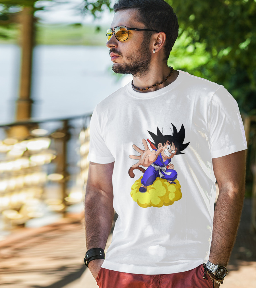 Goku Kid Riding Flying Nimbus Dragon Ball Classic Image T-Shirt
