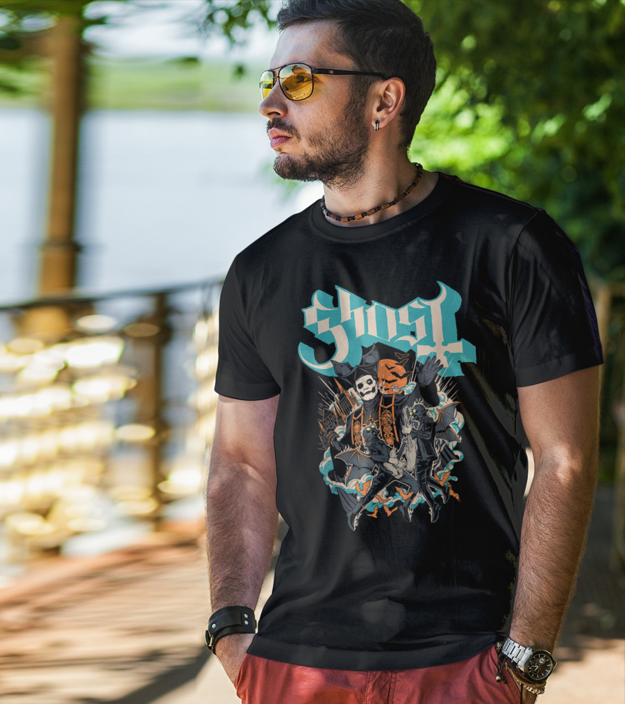 Ghost Band Skeletons And Monsters Playing Instruments Halloween T-Shirt