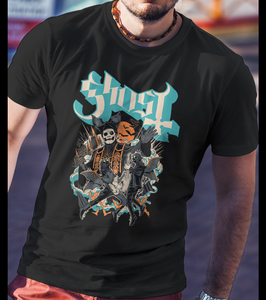 Ghost Band Skeletons And Monsters Playing Instruments Halloween T-Shirt