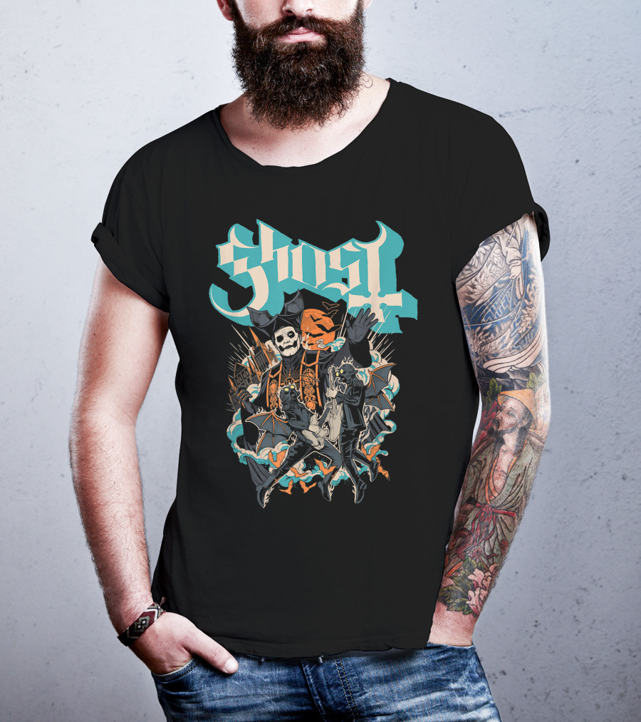 Ghost Band Skeletons And Monsters Playing Instruments Halloween T-Shirt