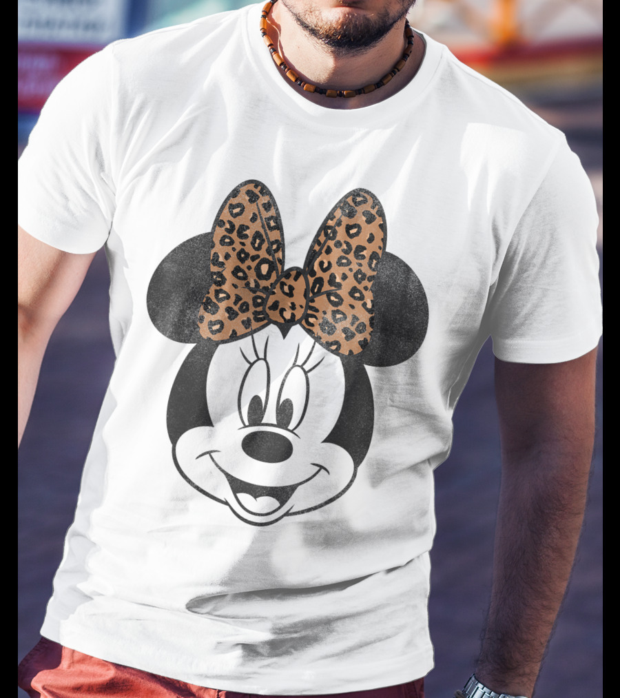 Minnie Mouse Leopard Print Bow Disney Mickey And Friends T-Shirt