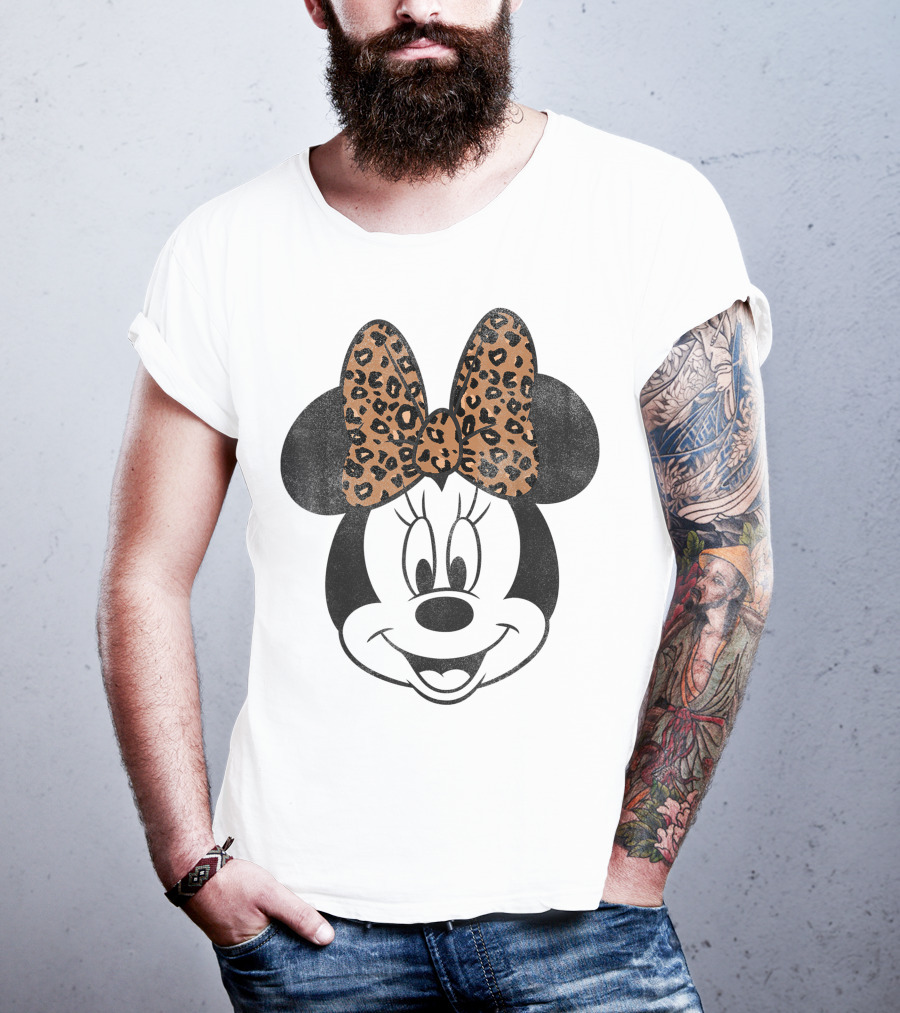 Minnie Mouse Leopard Print Bow Disney Mickey And Friends T-Shirt
