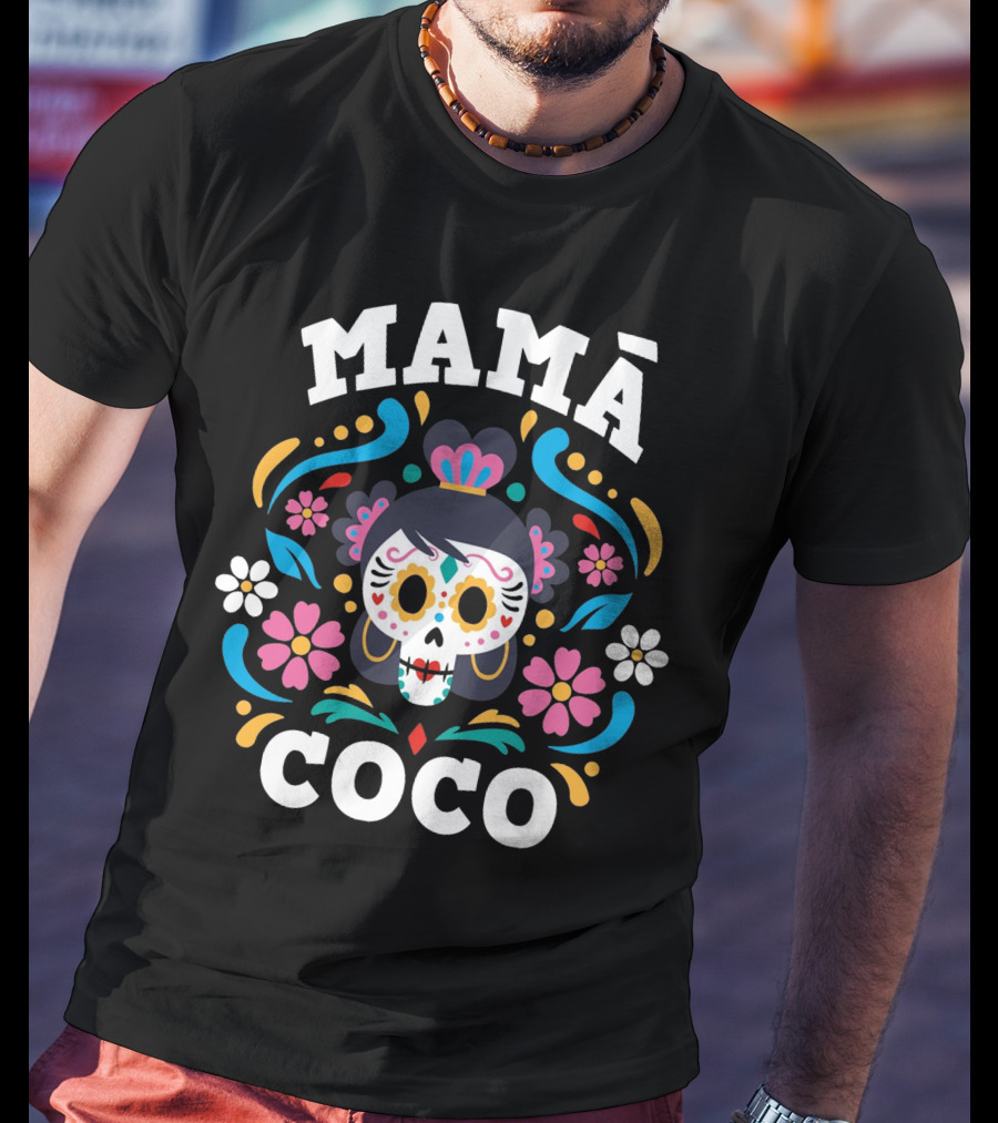Mamá Coco Día De Los Muertos Skull Flowers T-Shirt