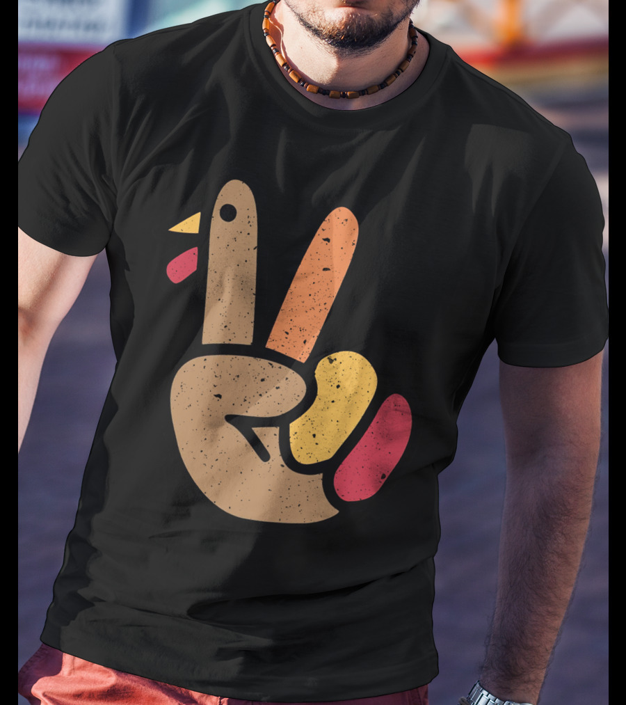 Peace Turkey Hand Cool Thanksgiving T-Shirt