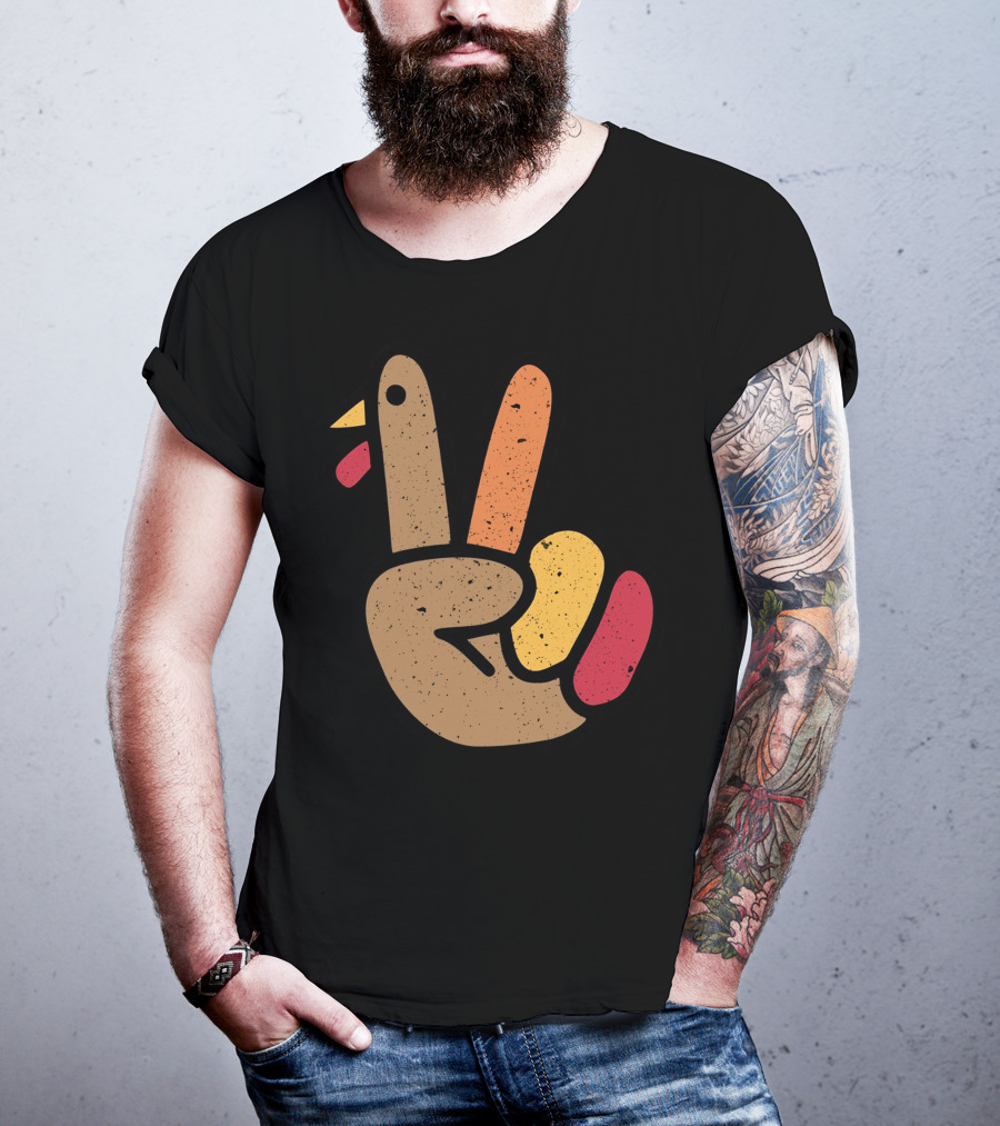 Peace Turkey Hand Cool Thanksgiving T-Shirt