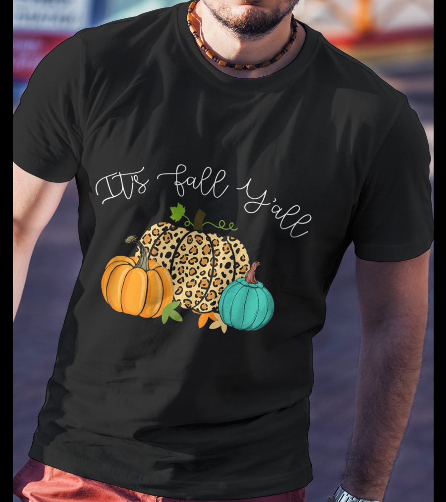 It's Fall Y'all Pumpkins Leopard Print T-Shirt