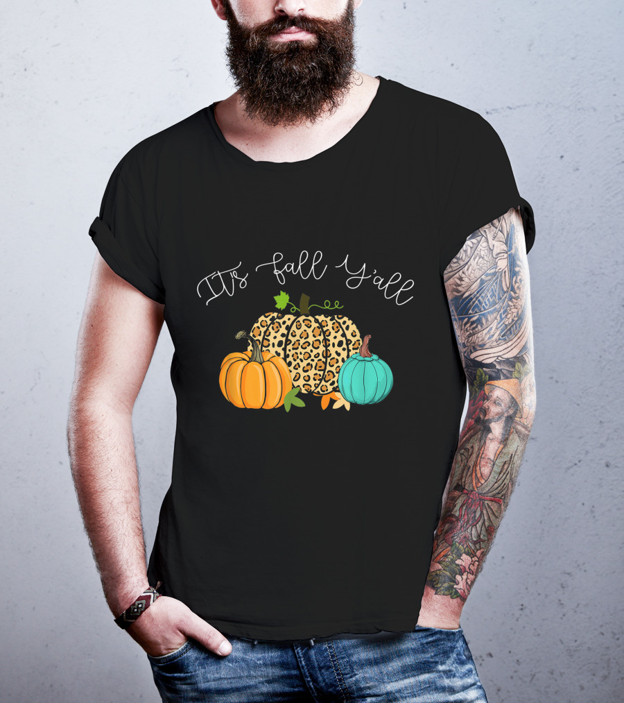 It's Fall Y'all Pumpkins Leopard Print T-Shirt