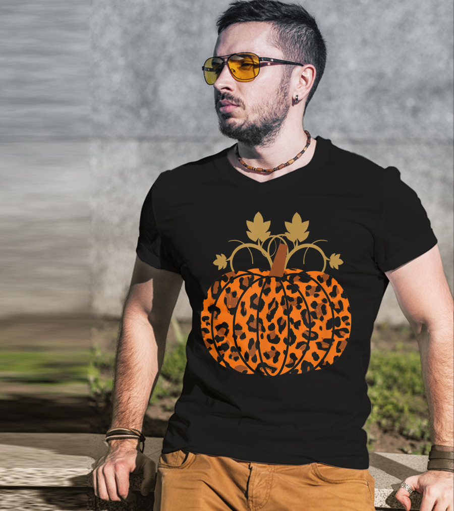 Pumpkin Leopard Halloween Fall Autumn T-Shirt