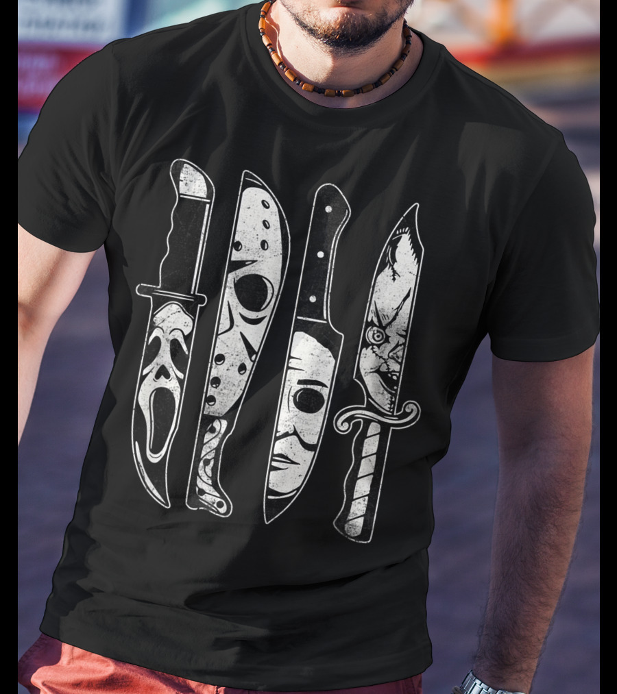 Scary Horror Movies Halloween Icons Scream Jason Michael Pennywise T-Shirt