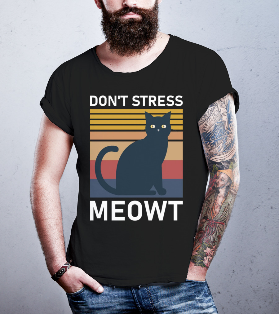 Don't Stress Meowt Retro Striped Cat T-Shirt