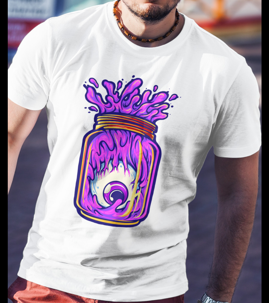 Zombie Eyeball Jar Overflowing With Purple Liquid T-Shirt