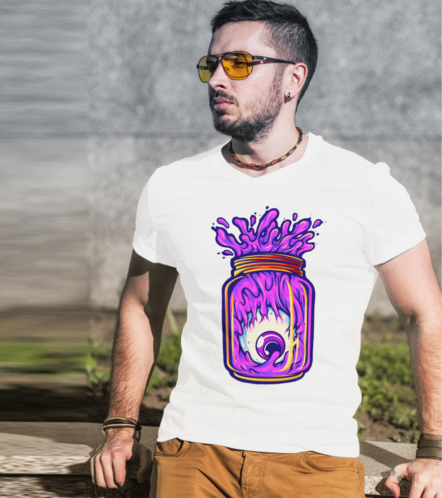 Zombie Eyeball Jar Overflowing With Purple Liquid T-Shirt