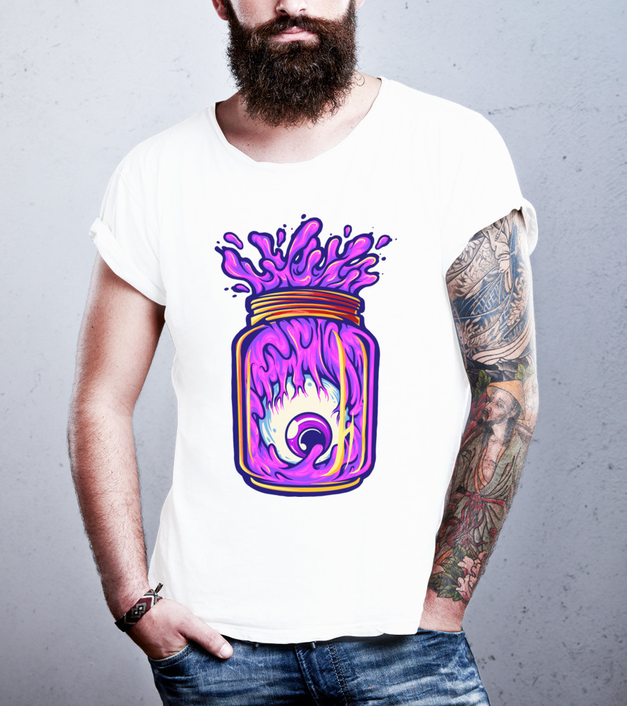 Zombie Eyeball Jar Overflowing With Purple Liquid T-Shirt