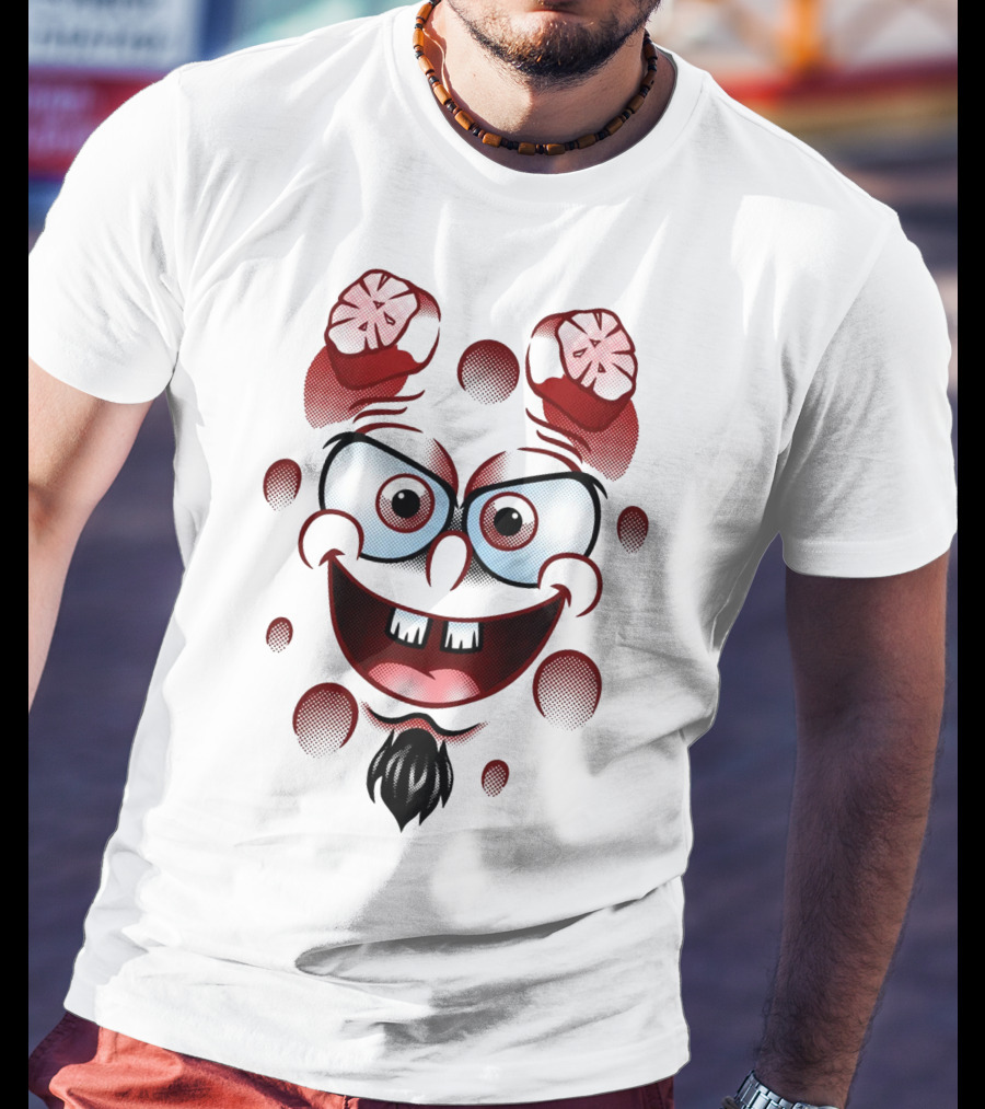 Happy Hellbob Silly Cartoon Face With Sliced Brain Elements T-Shirt