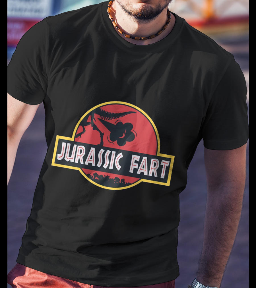 Jurassic Fart Dinosaur Logo Parody Comedy T-Shirt