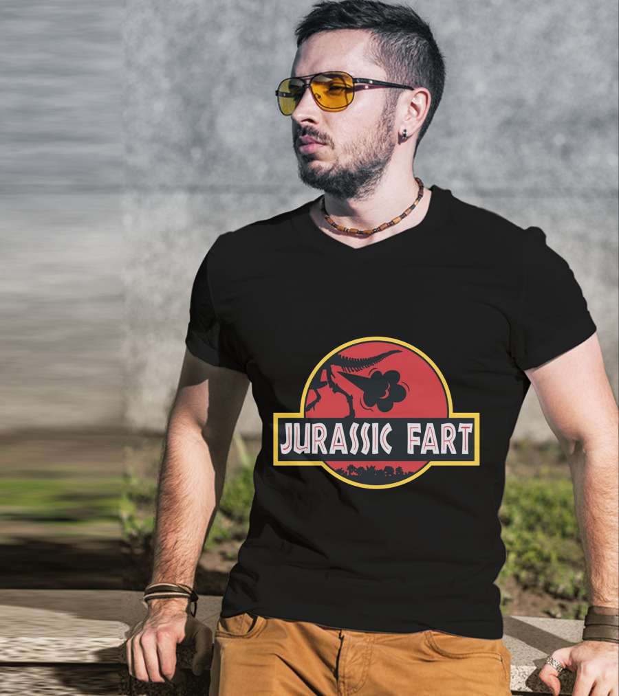 Jurassic Fart Dinosaur Logo Parody Comedy T-Shirt