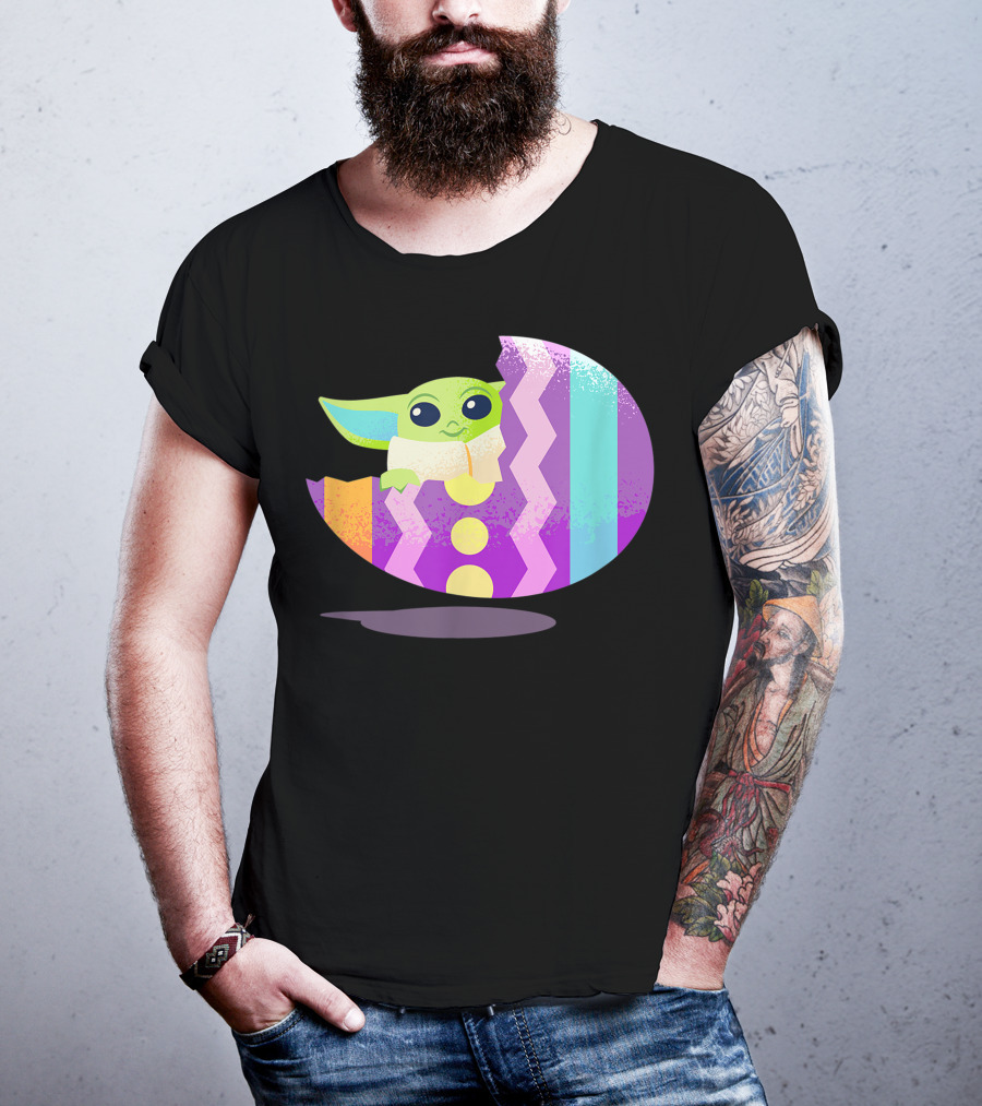 Mandalorian The Child Baby Yoda Pastel Zigzag Easter Egg T-Shirt