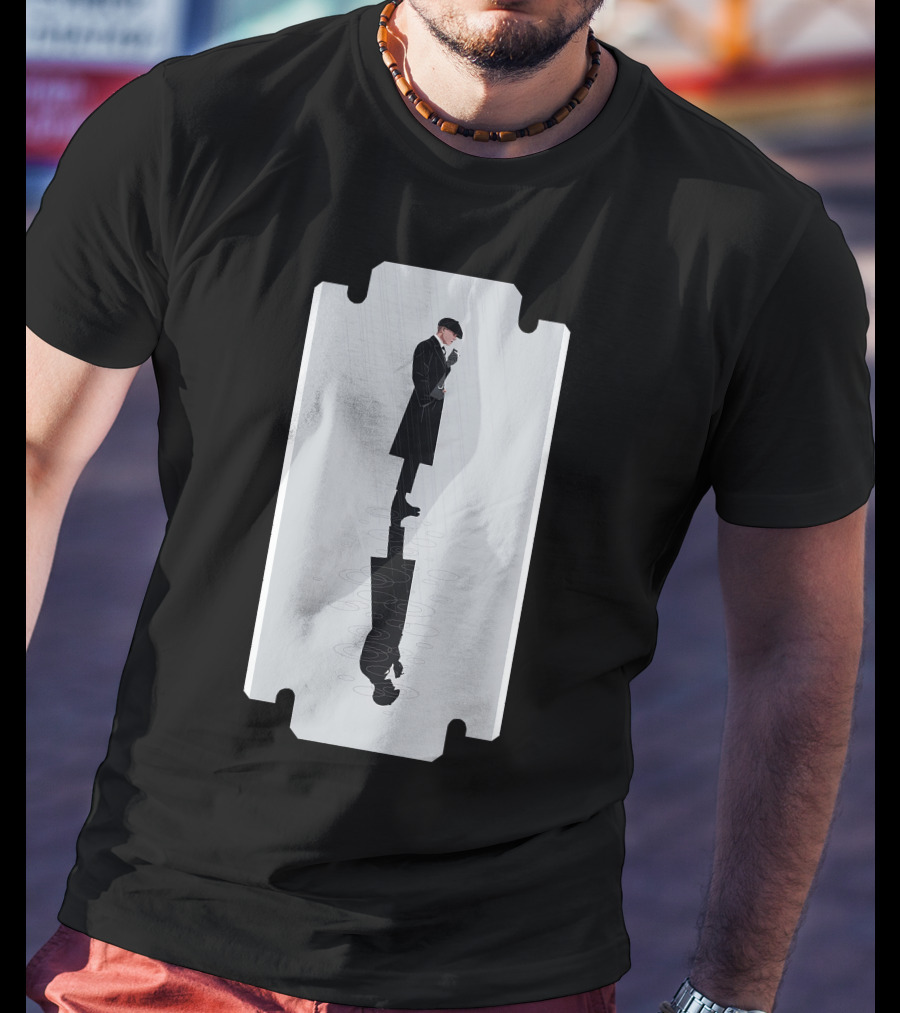 Thomas Shelby Reflective Razor Blade Shadow Image T-Shirt