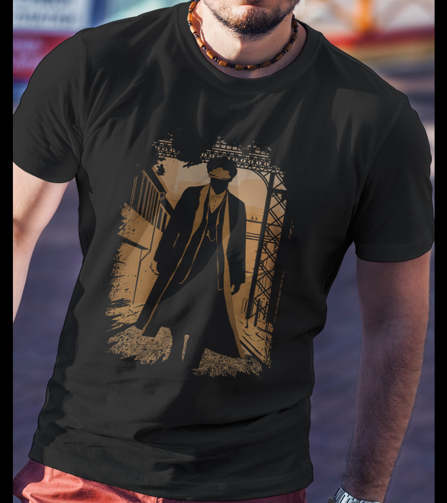 Thomas Shelby Iconic Coat Under Industrial Archway T-Shirt